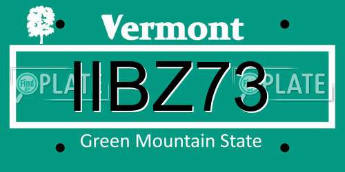 IIBZ73 Vermont License Plate