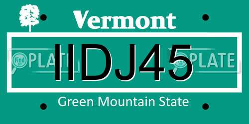 IIDJ45 Vermont License Plate