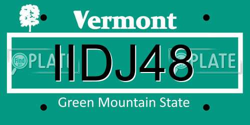 IIDJ48 Vermont License Plate