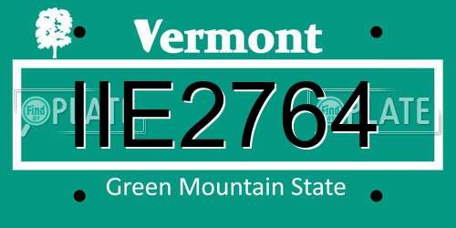 IIE2764 Vermont License Plate