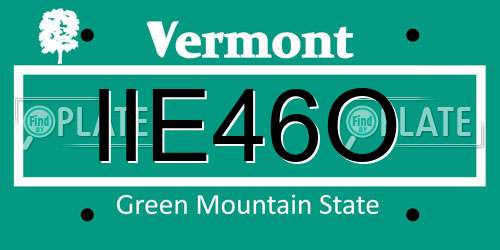 IIE46O Vermont License Plate