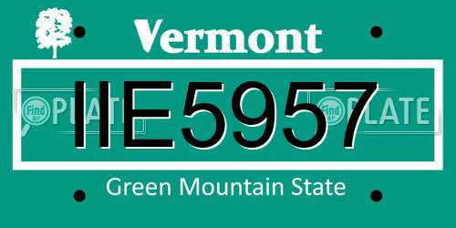IIE5957 Vermont License Plate