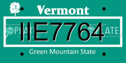 IIE7764 Vermont License Plate