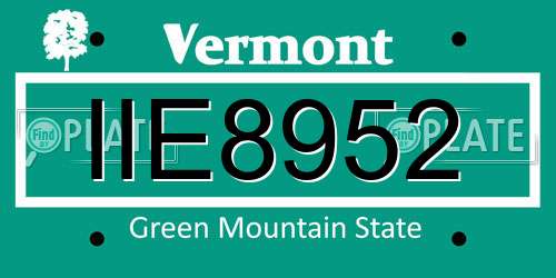 IIE8952 Vermont License Plate