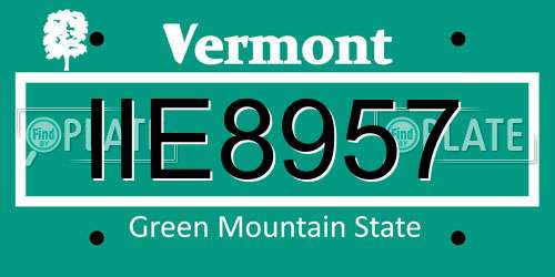 IIE8957 Vermont License Plate
