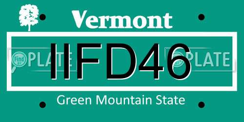 IIFD46 Vermont License Plate