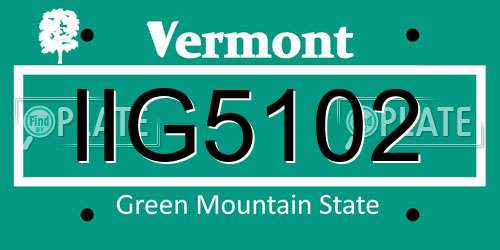 IIG5102 Vermont License Plate