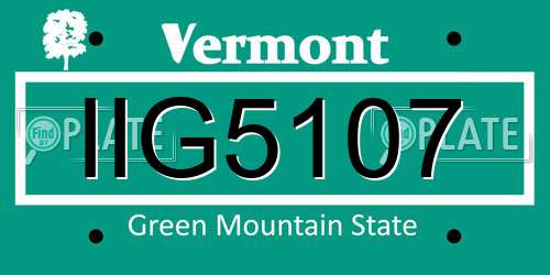 IIG5107 Vermont License Plate