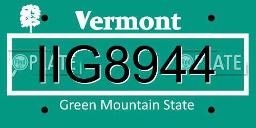 IIG8944 Vermont License Plate