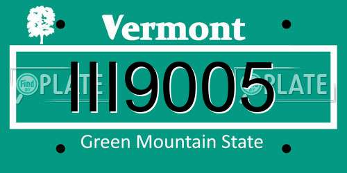 III9005 Vermont License Plate