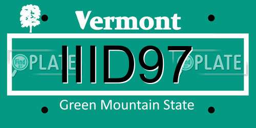 IIID97 Vermont License Plate
