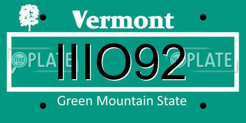 IIIO92 Vermont License Plate