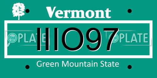 IIIO97 Vermont License Plate