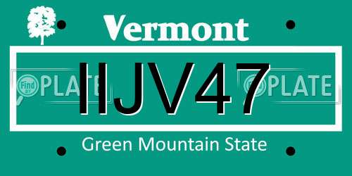 IIJV47 Vermont License Plate
