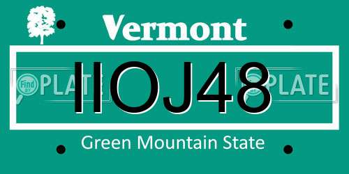 IIOJ48 Vermont License Plate