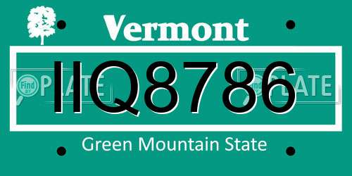 IIQ8786 Vermont License Plate