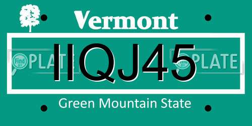 IIQJ45 Vermont License Plate
