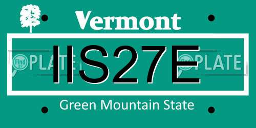 IIS27E Vermont License Plate
