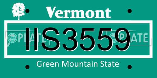 IIS3559 Vermont License Plate