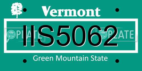 IIS5062 Vermont License Plate