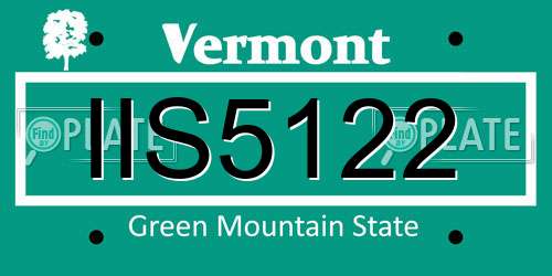 IIS5122 Vermont License Plate