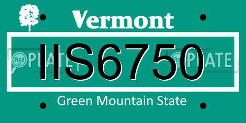 IIS6750 Vermont License Plate