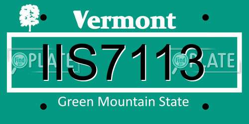IIS7113 Vermont License Plate