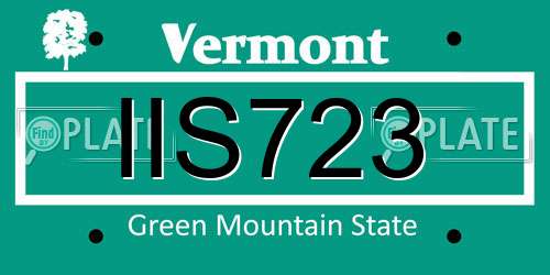 IIS723 Vermont License Plate