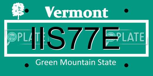 IIS77E Vermont License Plate