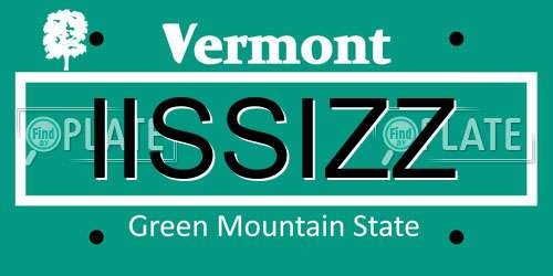 IISSIZZ Vermont License Plate