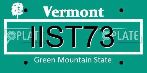 IIST73 Vermont License Plate