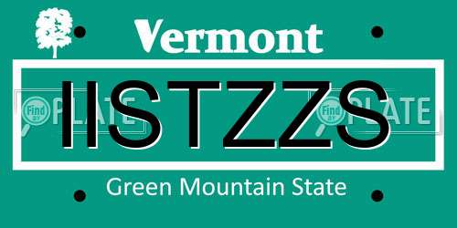 IISTZZS Vermont License Plate