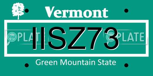 IISZ73 Vermont License Plate