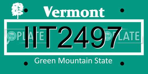IIT2497 Vermont License Plate