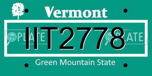 IIT2778 Vermont License Plate