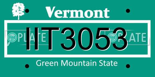 IIT3053 Vermont License Plate