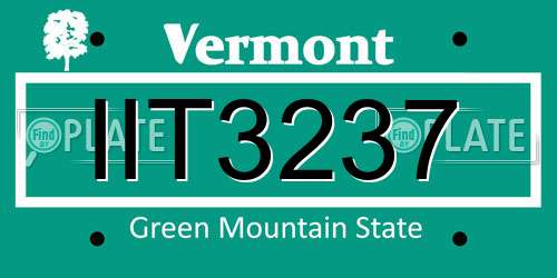 IIT3237 Vermont License Plate
