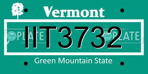IIT3732 Vermont License Plate