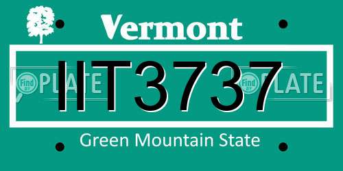 IIT3737 Vermont License Plate