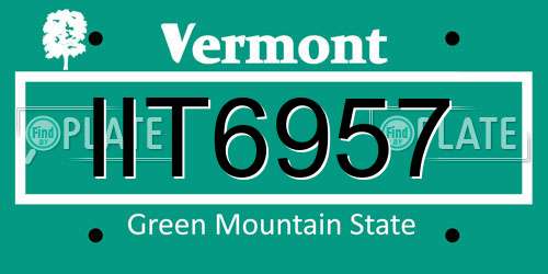 IIT6957 Vermont License Plate