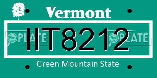 IIT8212 Vermont License Plate