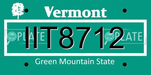 IIT8712 Vermont License Plate