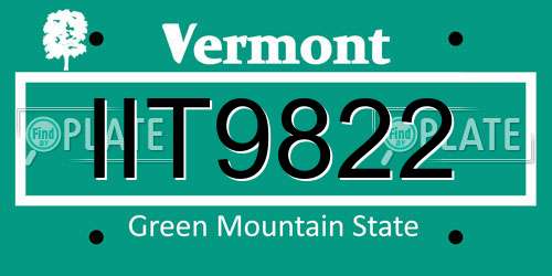 IIT9822 Vermont License Plate