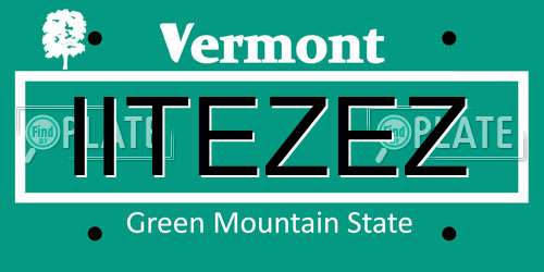 IITEZEZ Vermont License Plate