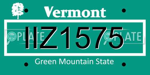 IIZ1575 Vermont License Plate
