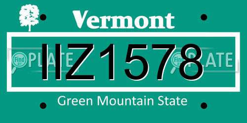 IIZ1578 Vermont License Plate
