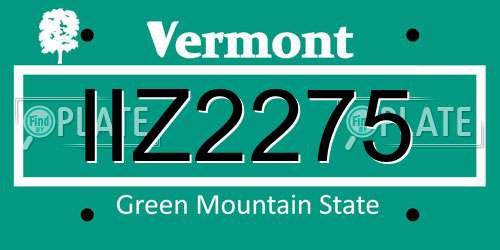 IIZ2275 Vermont License Plate