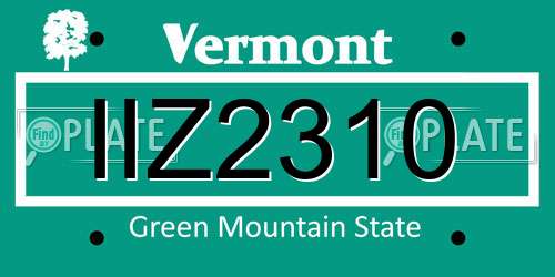 IIZ2310 Vermont License Plate
