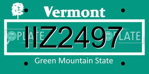IIZ2497 Vermont License Plate