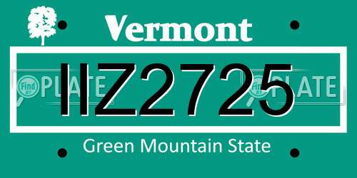IIZ2725 Vermont License Plate